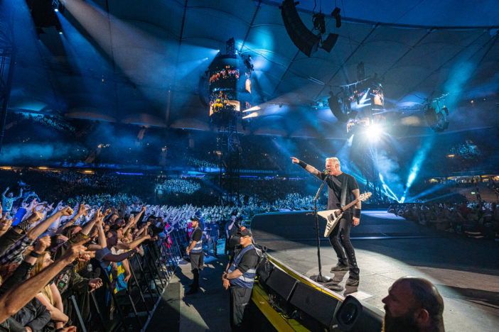 James Hetfield of Metallica on stage during the M72 World Tour
